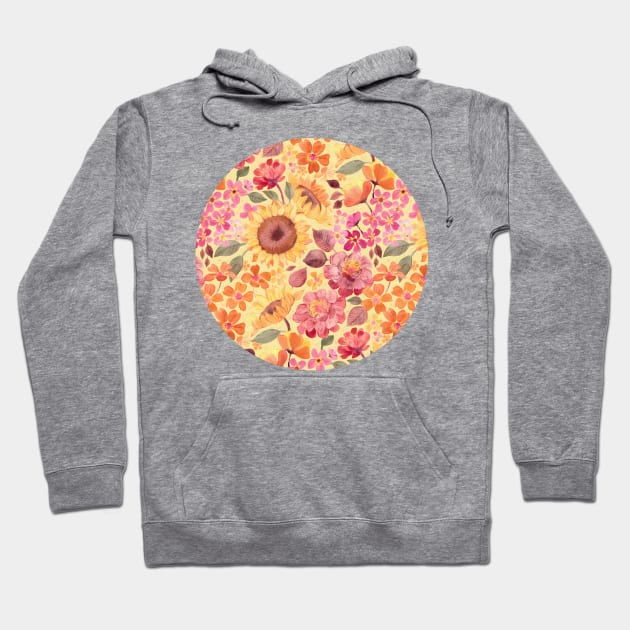 Happy Boho Sixties Floral Hoodie by micklyn